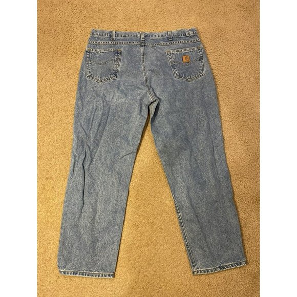 Carhartt Mens Blue Denim Jeans Light Wash Measured 40x31 - Picture 3 of 9